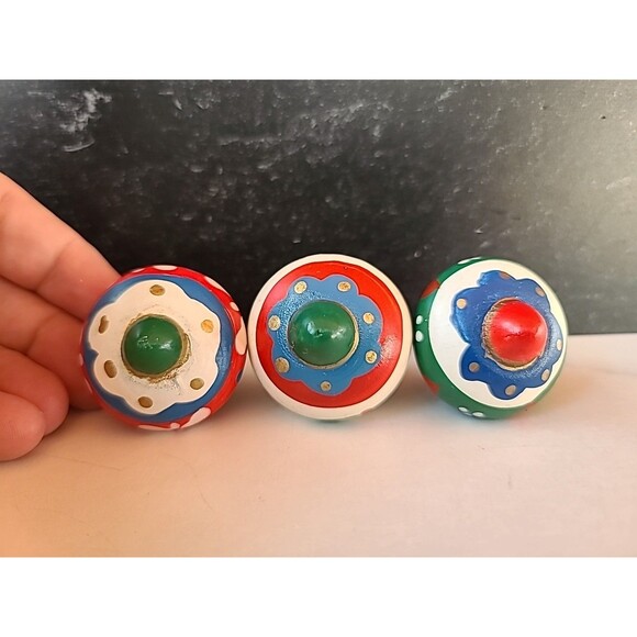 Vintage Christmas Spinning Tops Handpainted Toys USED Read Description - Picture 5 of 10